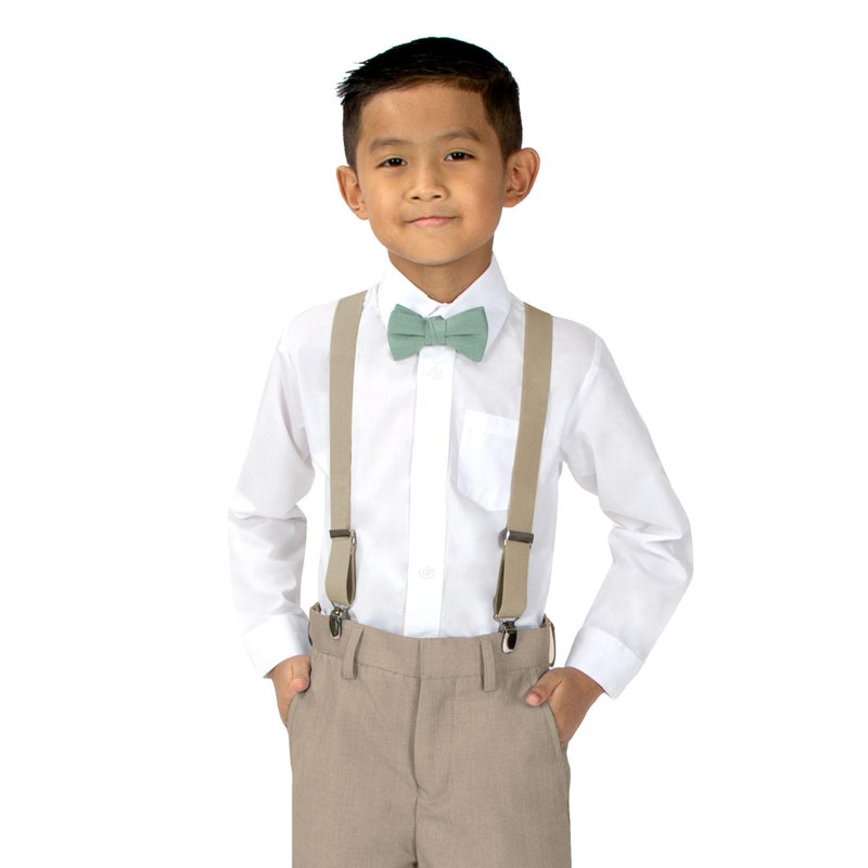 Spring Notion Boys' Linen Blend Bow Tie, Sage Medium - Image 3